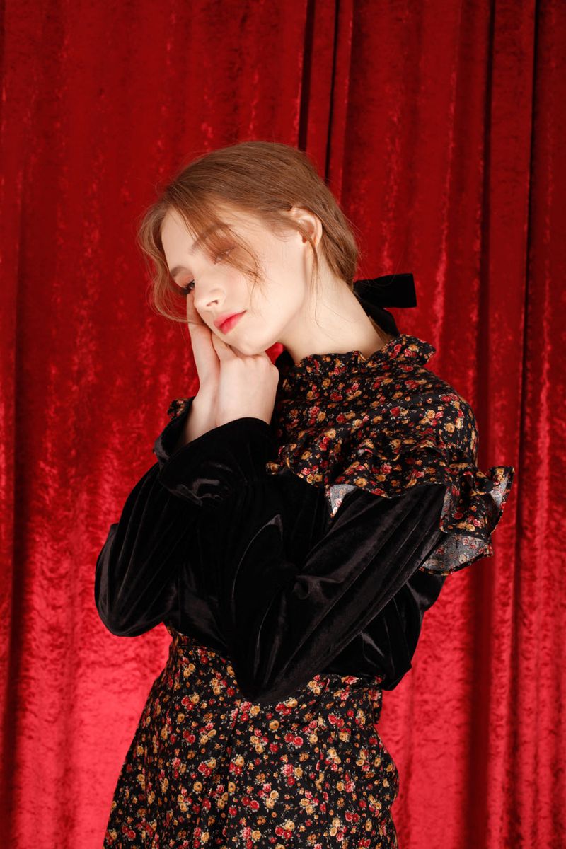 rose velvet blouse