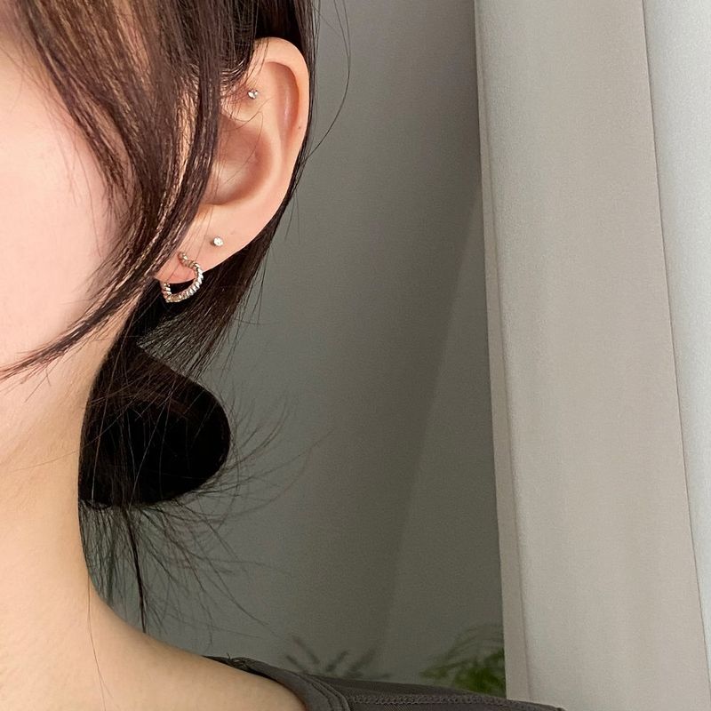 Twisted heart ring piercing / 3 color / 1pcs