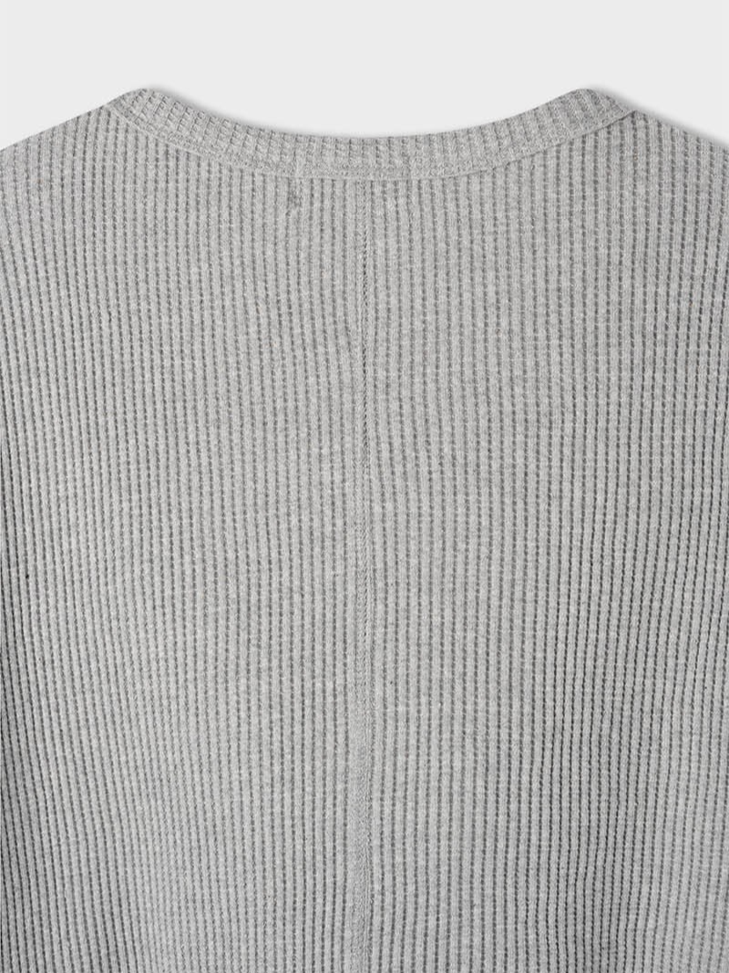 Waffle henry neck loose long sleeves(4color)