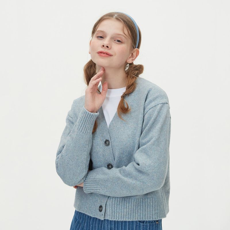 WOOL CROP KNIT CARDIGAN_BLUE