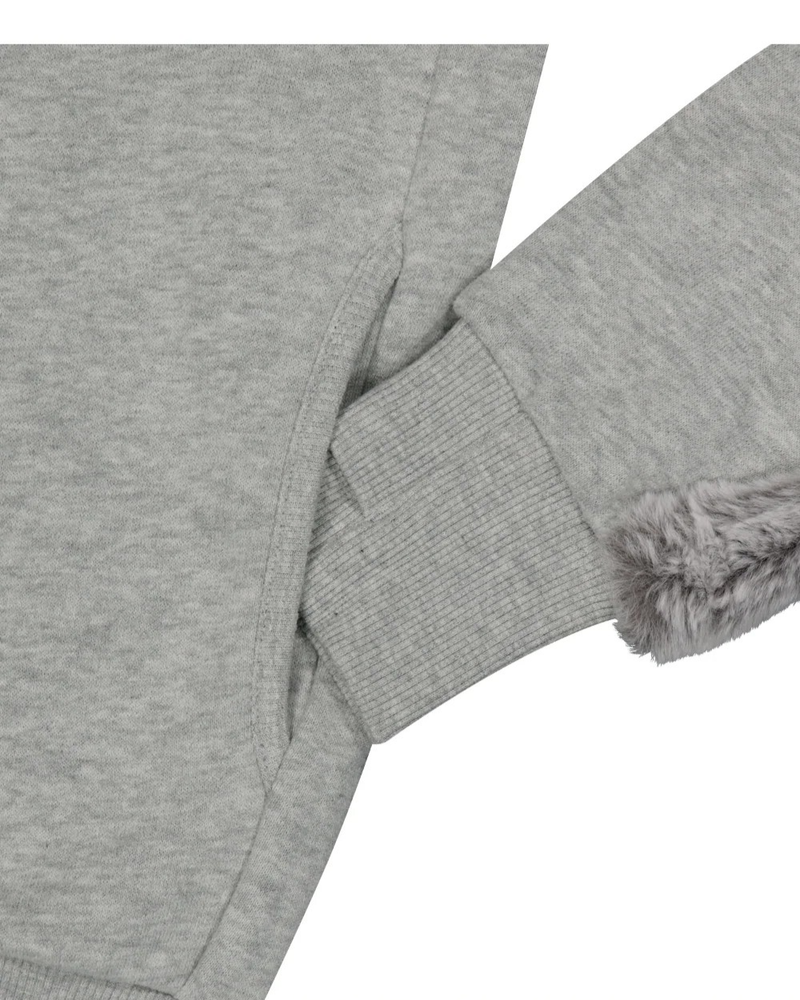 Fur Trim Jersey Zip-up / Grey