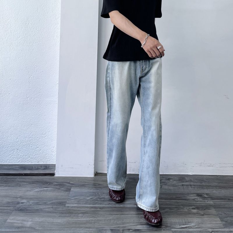 Bleached Wide-Leg Jeans