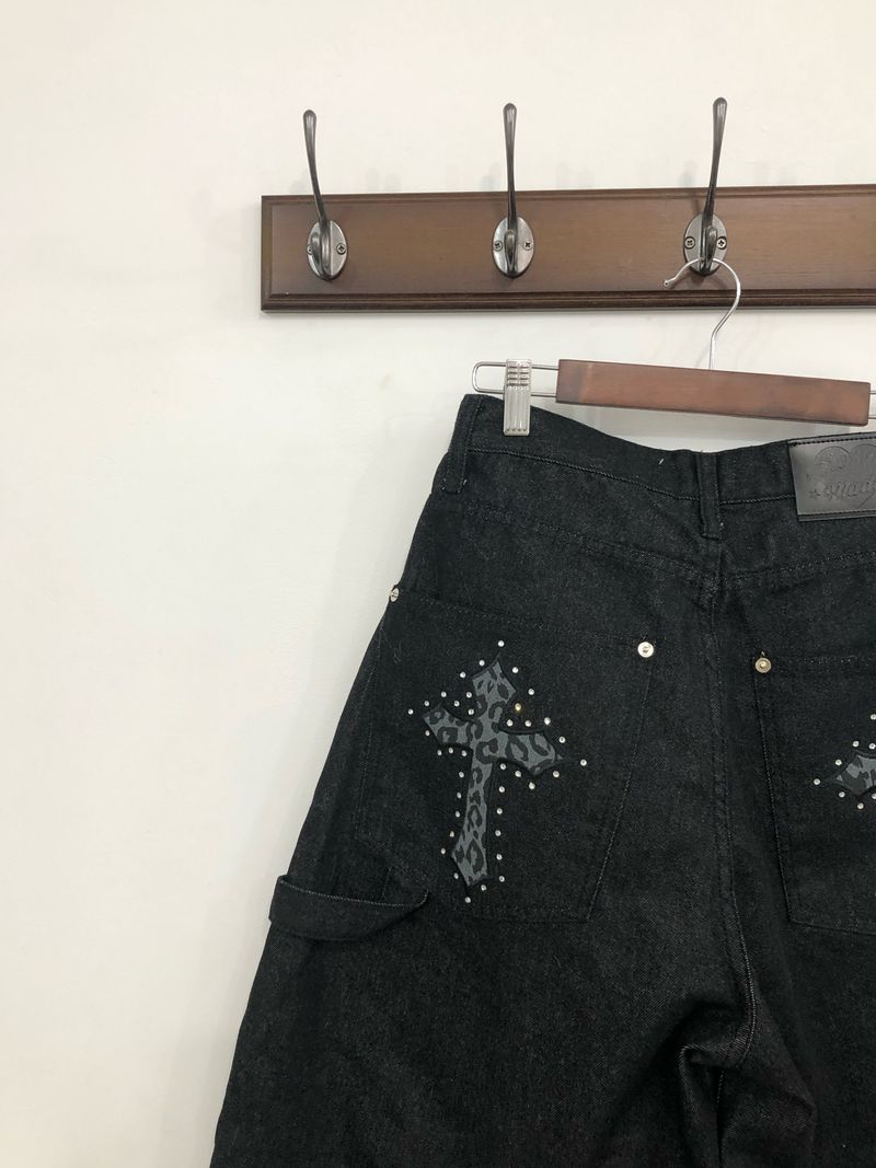 Stud Cross Wide Denim Pants
