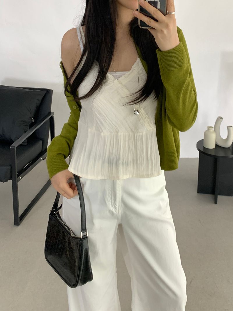 Derin Frill Bustier Sleeveless Blouse