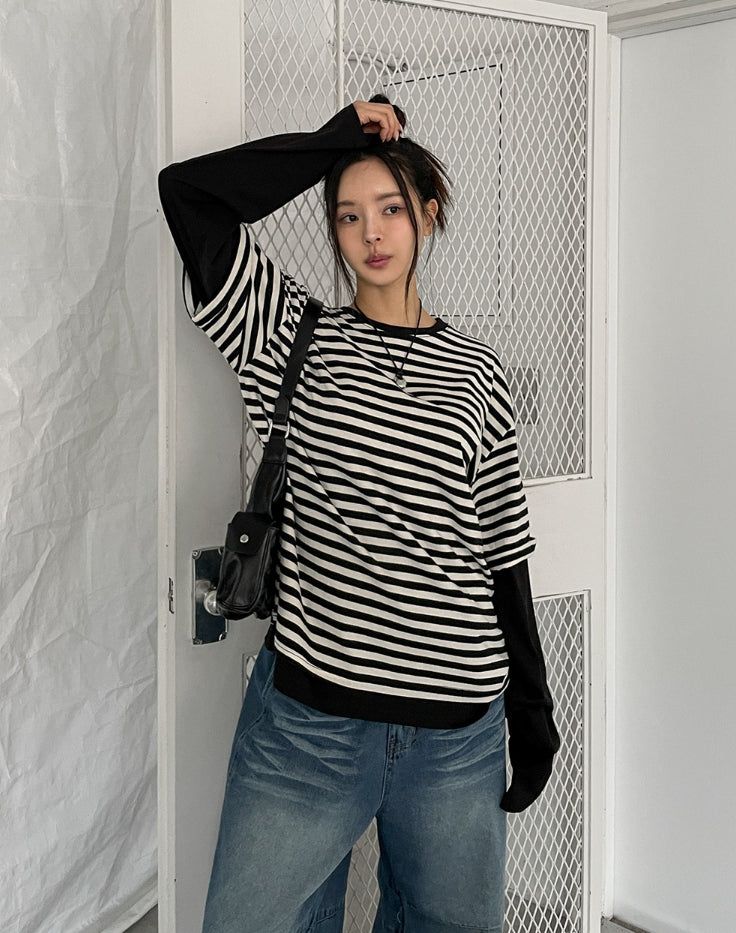 Odd stripe layered t-shirt