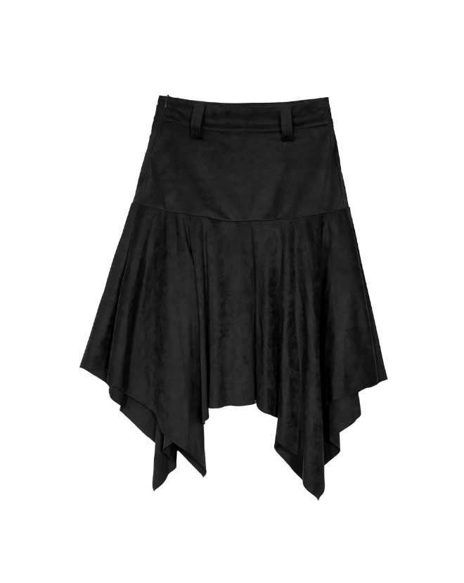 brondy matte suede asymmetric sk