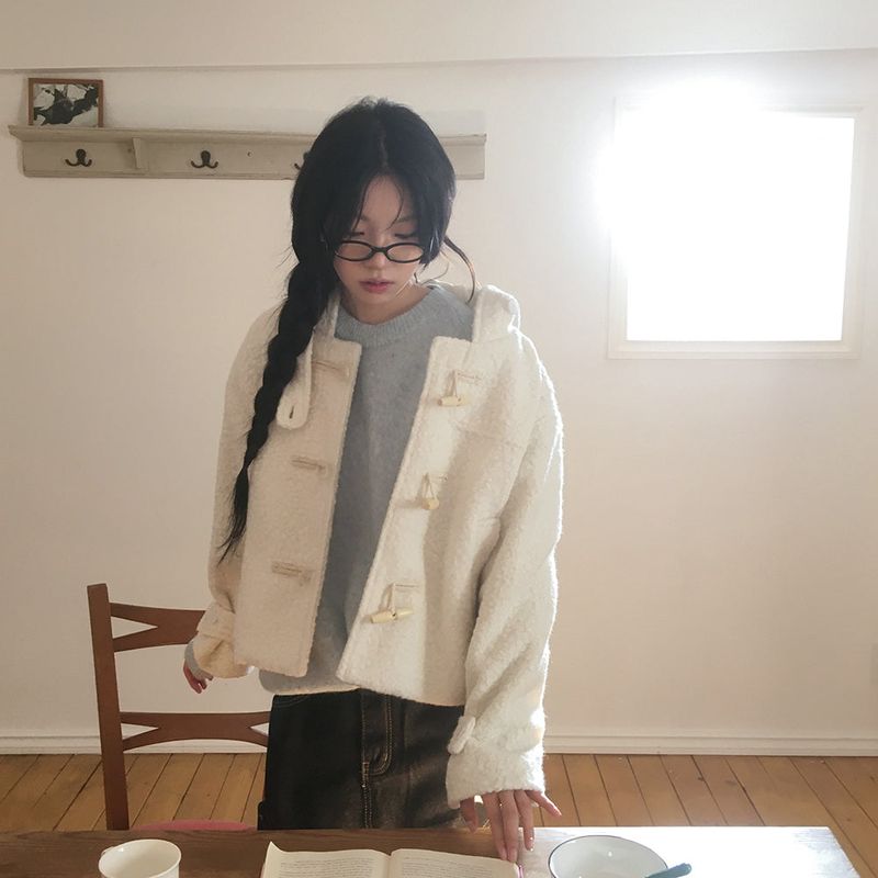 Jelga fur duffle hooded short jacket