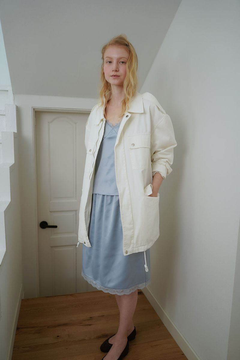 Satin midi skirt_skyblue