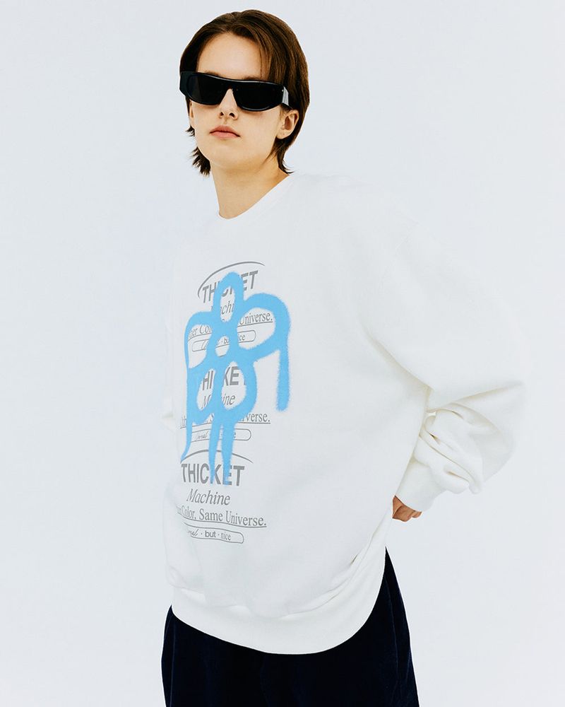 THICKET MACHINE FLOWER SWEATSHIRT-WHITE