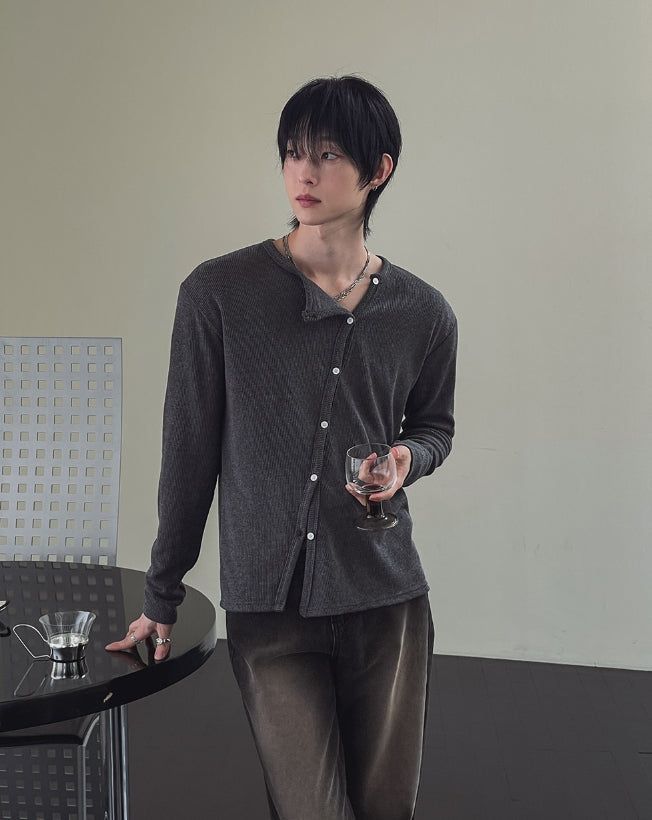 Root Diagonal Button Muscle Fit Cardigan
