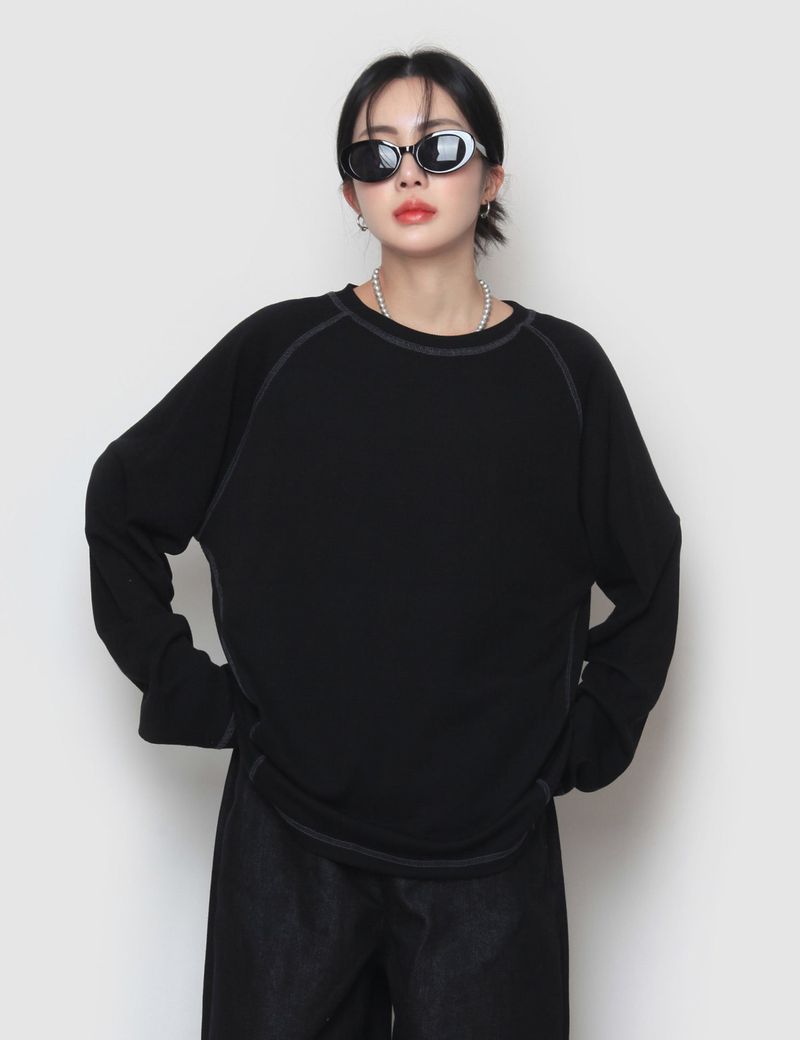 Ribbed Line Long Sleeve T