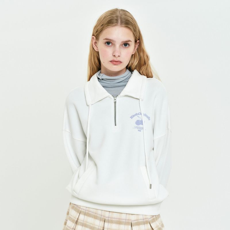 KIRSH（キルシー）の「CHERRY ARCH CROP HALF ZIP UP [WHITE]（Tops）」