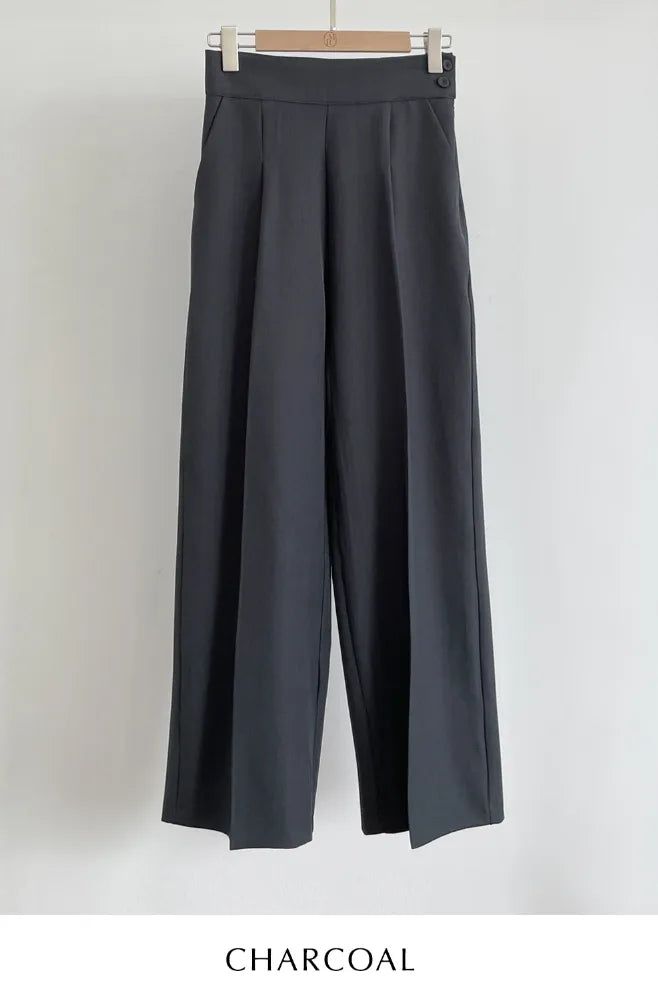 Bette High Waist Two-Button Pintuck Wide Slacks