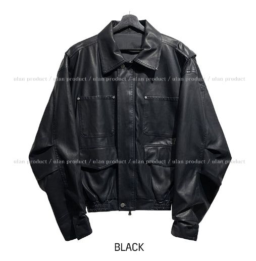 Teen vintage puffer work leather jacket