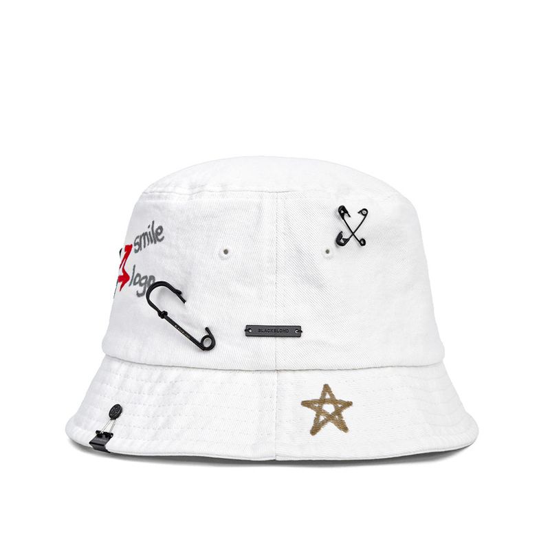 BBD Smile Logo Denim Bucket Hat Custom Ver. (White)