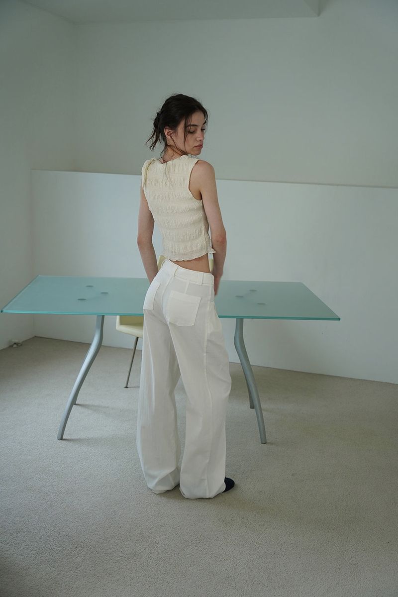 Linen belted pants_ivory