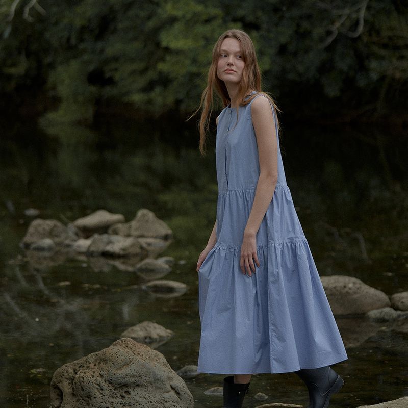 URAGO（ユラゴ）の「Button shirring long dress（Dresses）」