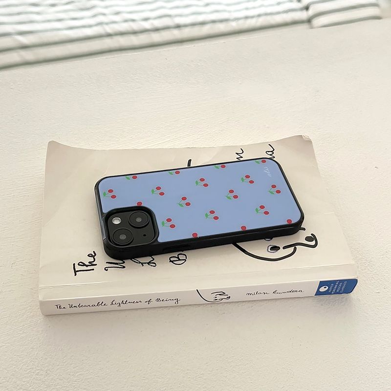 cherry glossy glass bumper case (conflower blue)