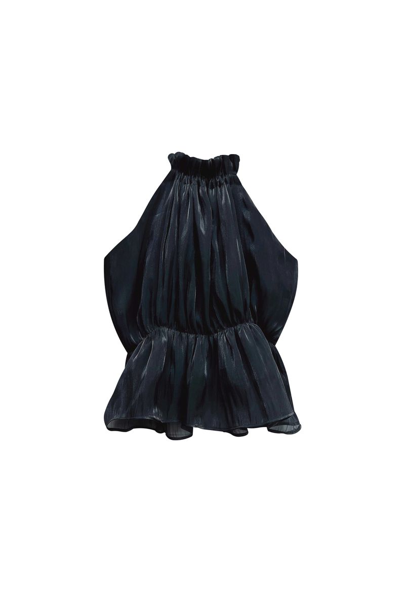 PEARL HALTERNECK TOP / BLACK