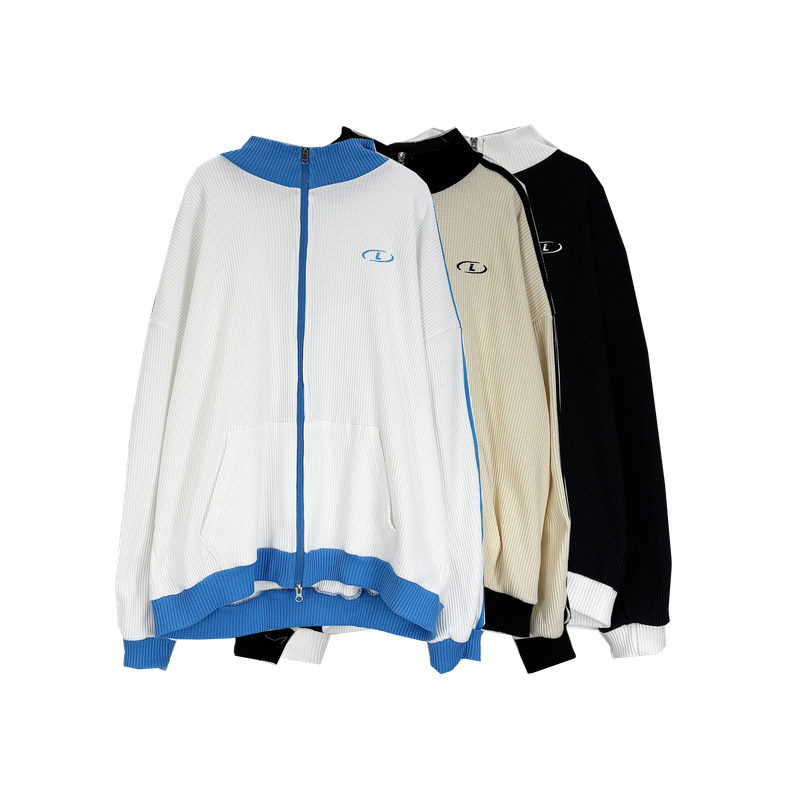 waffle track zip-up