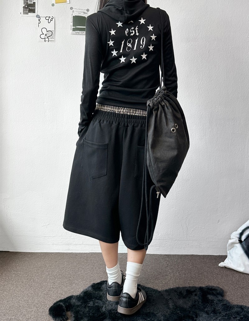 Squarebee Patch Layered Belt Bermuda Shorts 2color