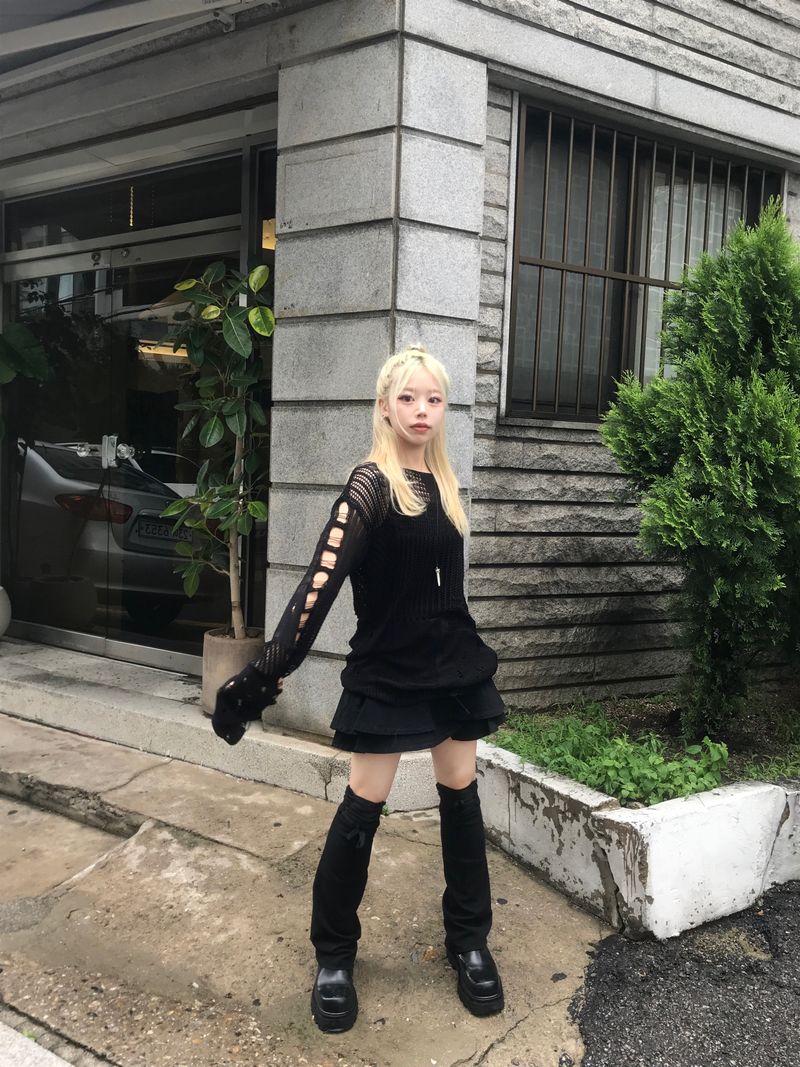 vintage punk damage long knitwear