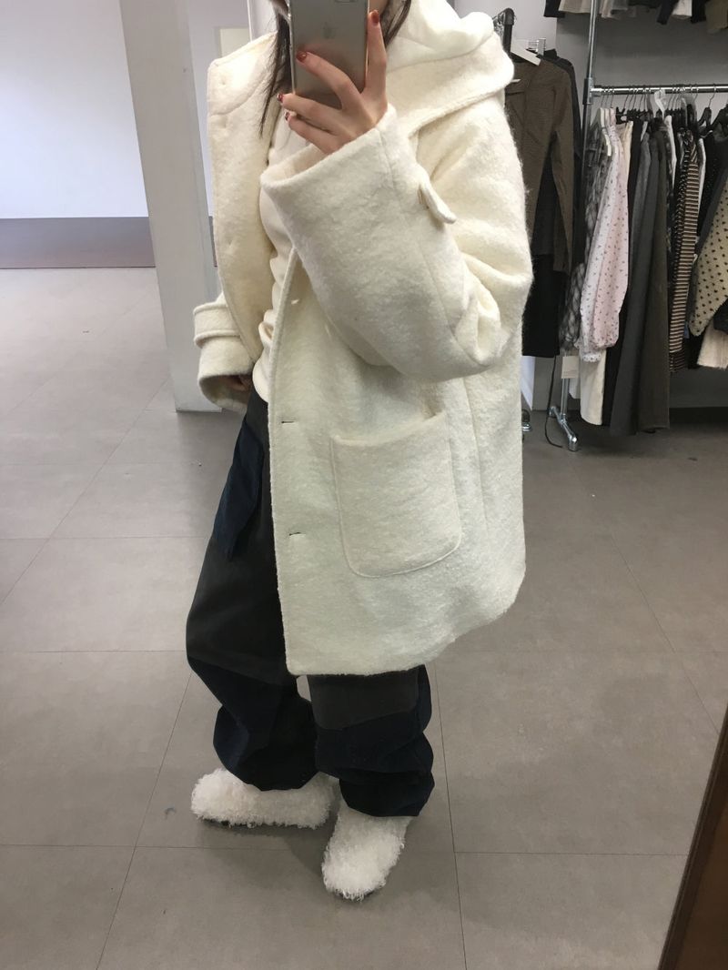 [MD Pick]Fine wool hooded half coat (2color)