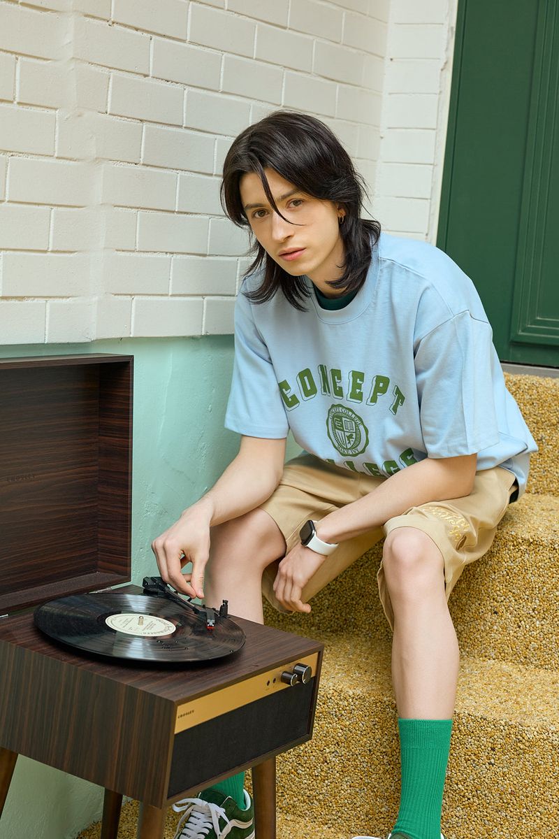 Green Classic Big Logo Crew Neck Sky Blue Short Sleeve T-shirt [Unisex]