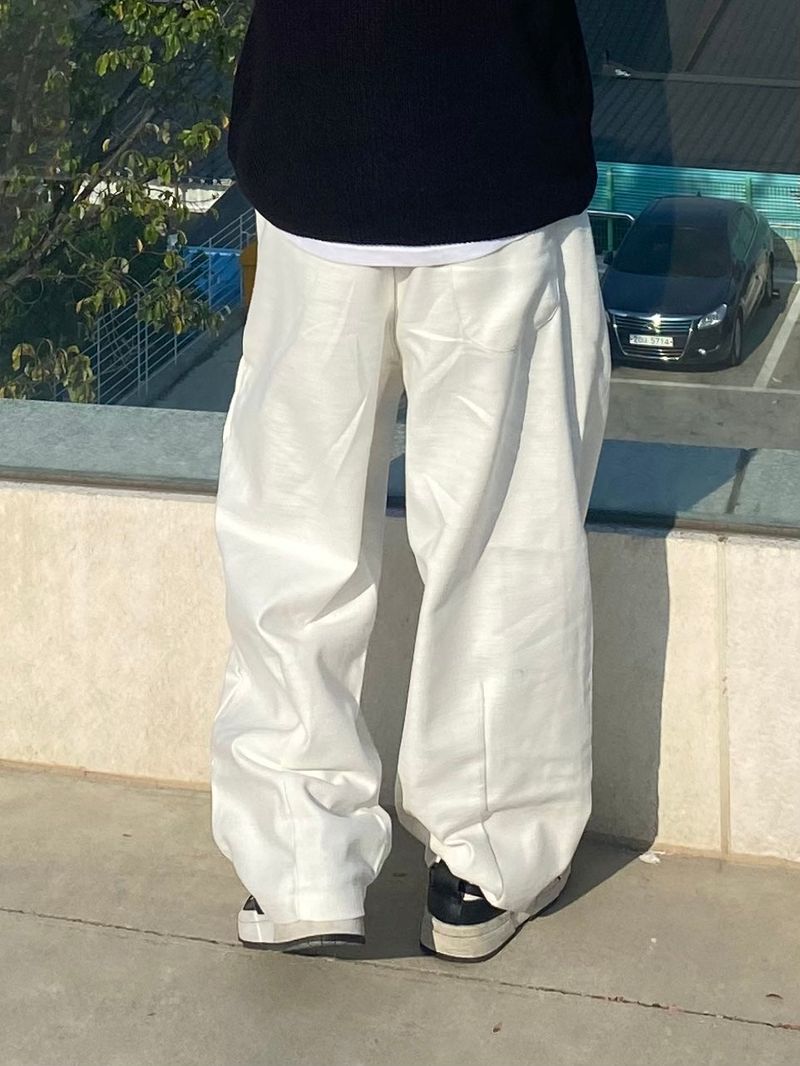 Pastel Balloon Pants White Black 2C