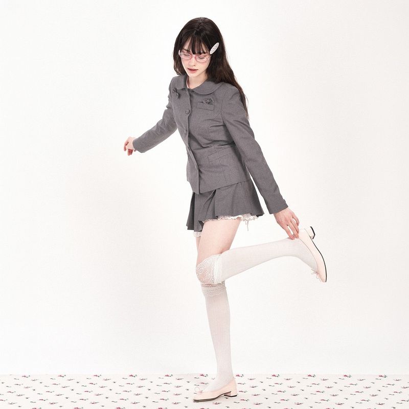 FIRST LOVE RIBBON JACKET - GRAY