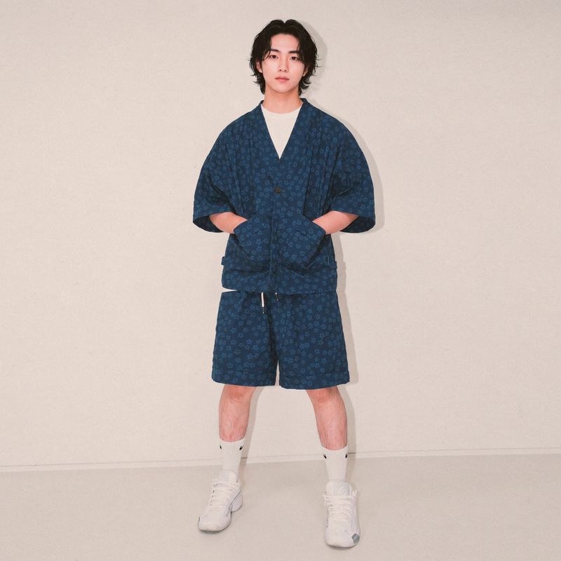 flower robe cardigan_blue