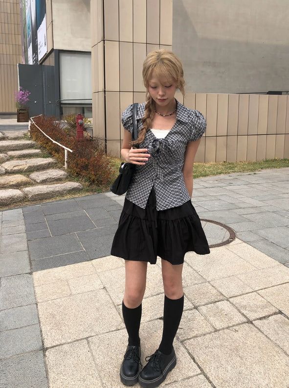 Mien Tiered Banding Mini Skirt