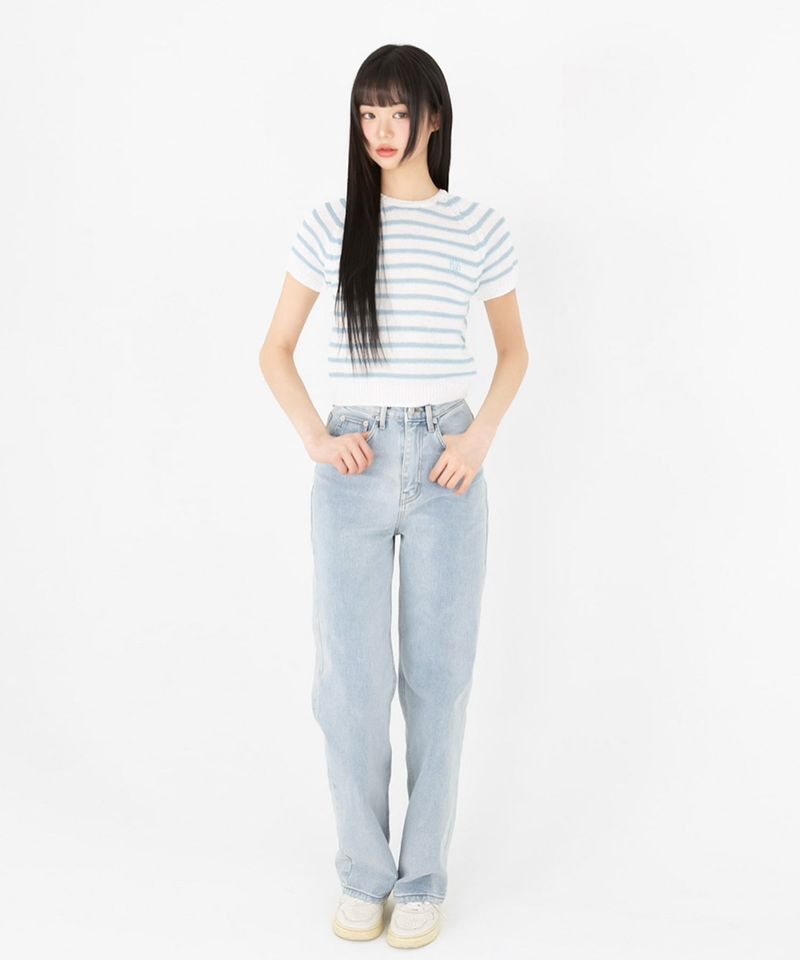 BOUCLE STRIPE RAGLAN HALF KNIT [3color]