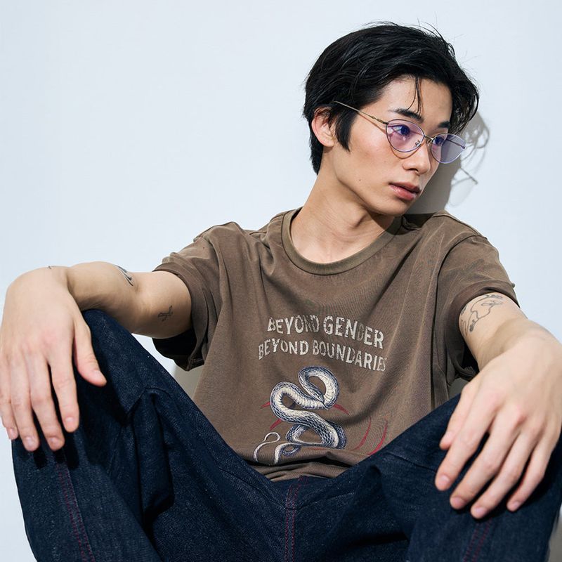 BGBB Snake Garment Dyed half T (Brown)
