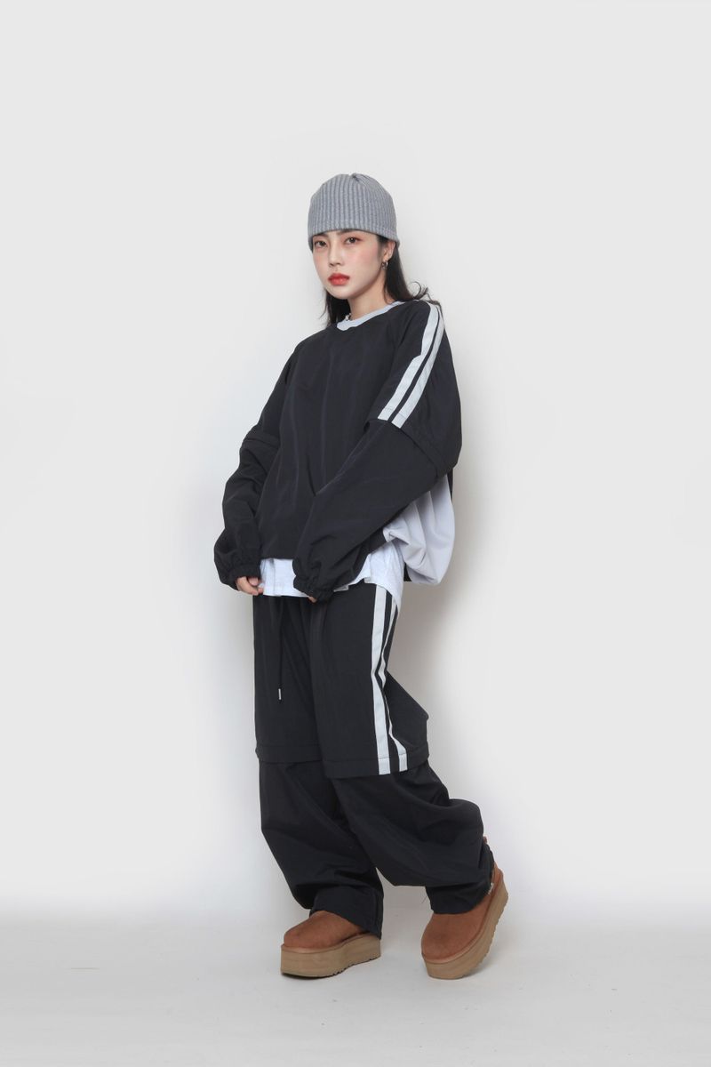 two-way nylon sweatshirt