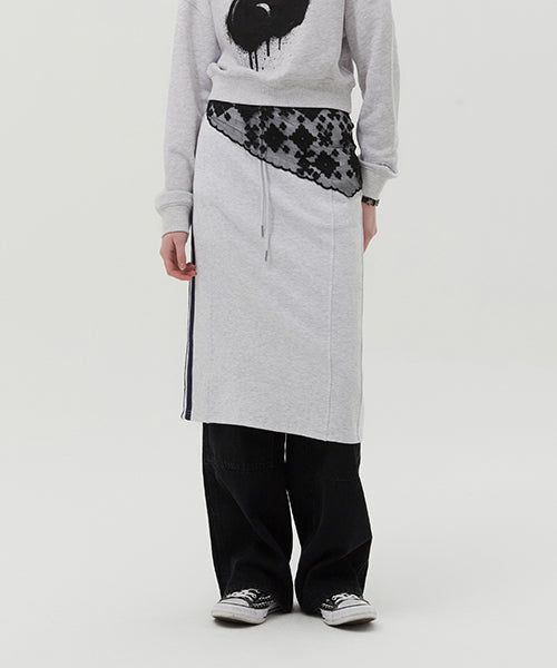 KIRSH（キルシー）の「UNION JACK JERSEY MIDI SKIRT [MELANGE GRAY]（Skirts）」