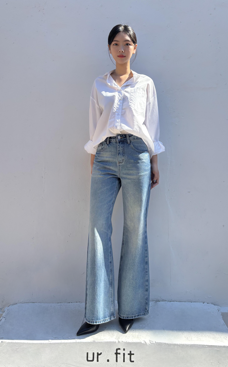 REGULAR SEMI BOOTCUT DENIM PANTS code 25007