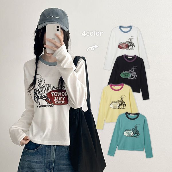 hijjoo（ハイチュー）の「カウ ヴィンテージ ウエスタン ロングスリーブ Tシャツ (4 colors)（トップス）」