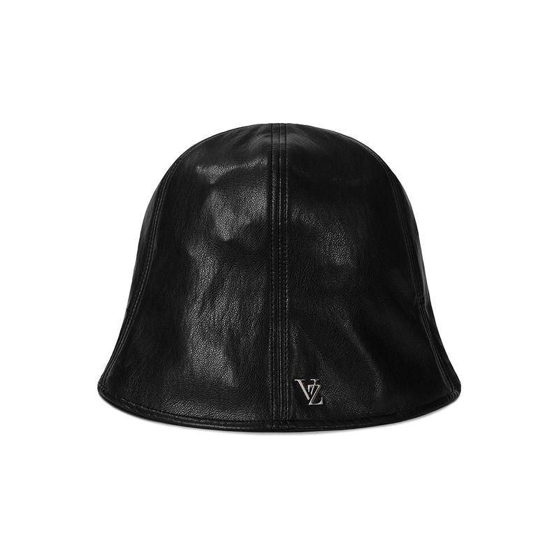 VZ Stud Vegan Leather Tulip Hat / Black