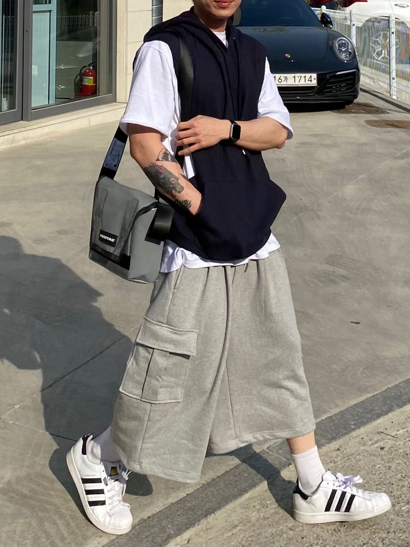 Terry Cargo Sweat String Half Pants 3C