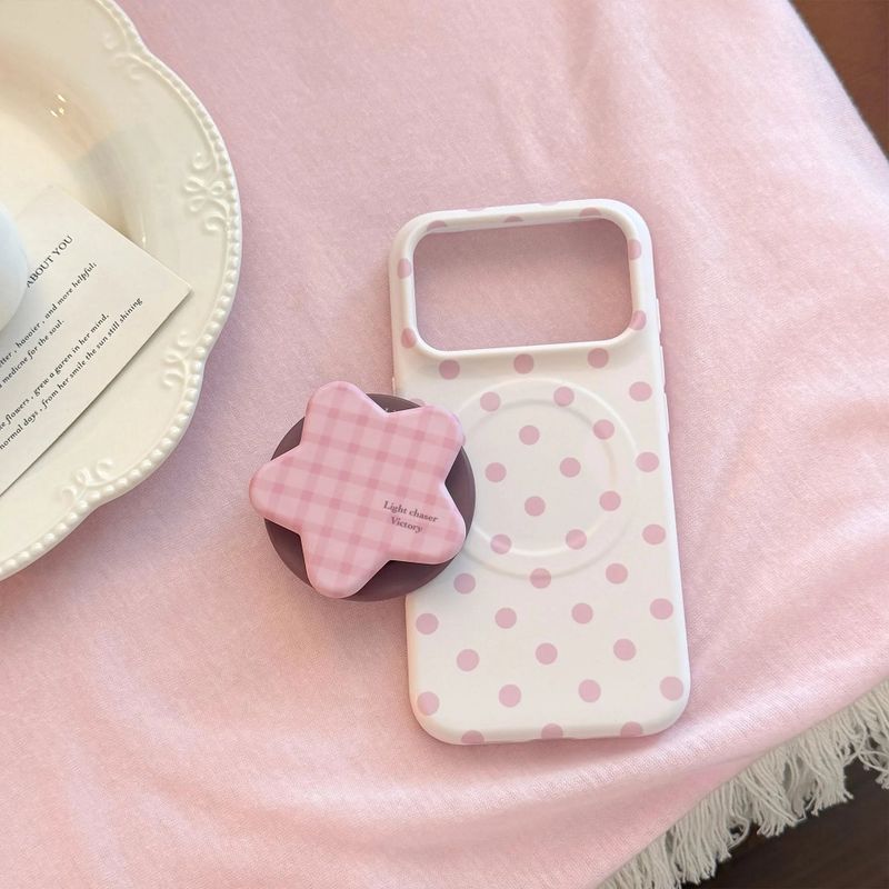Pink Polka Dot Star Magnetic Stand Case