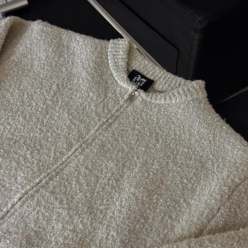 ASCLO Boucle Like Zip Up Cardigan (4color)