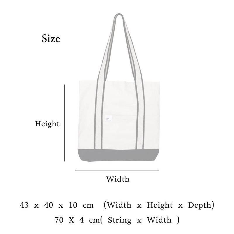 White on black tote bag