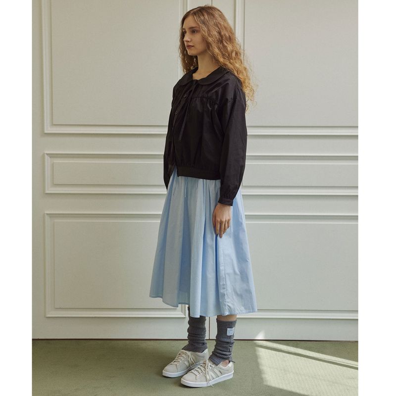 Loving shirring windbreaker jumper (black)