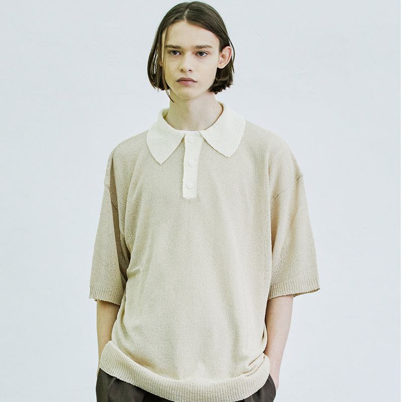 KND（ケイエンド）の「BOUCLE SUNDAISY COLLAR HALF KNIT BEIGE（Tops）」