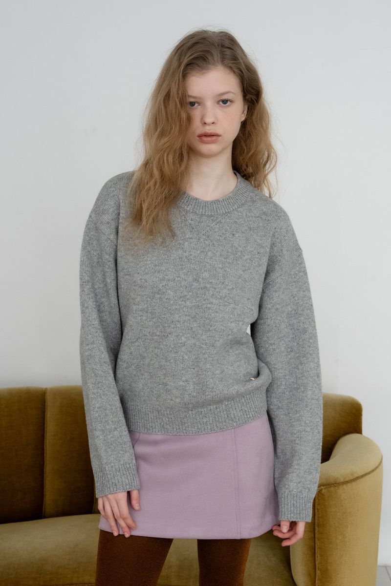 WITHOUTSUMMER(ウィズアウトサマー)の「Basic crew knit_gray(Tops)」