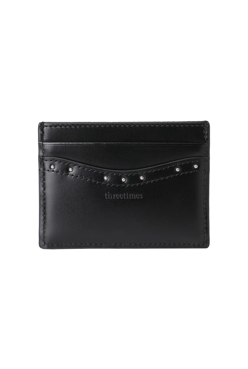 【即日発送】Classic stud card holder - black 