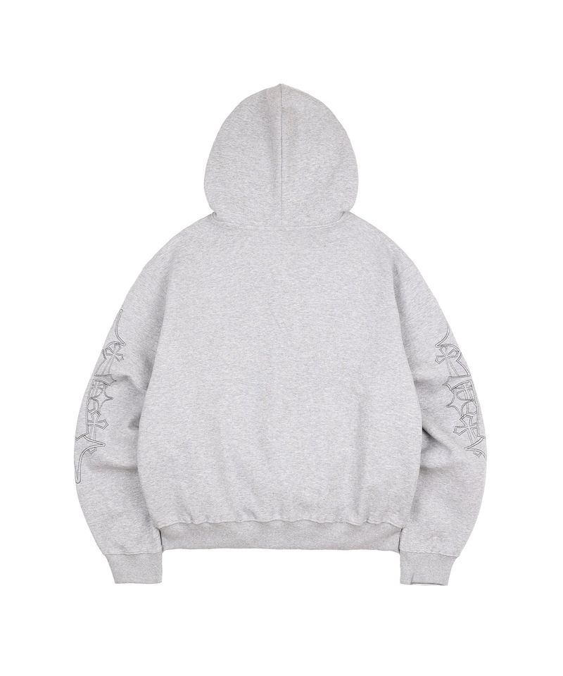 Needle Work Hoodie Zip-Up - Gray