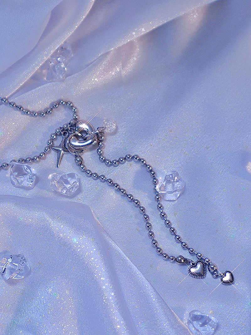 Heart Ball Ribbon Long Necklace