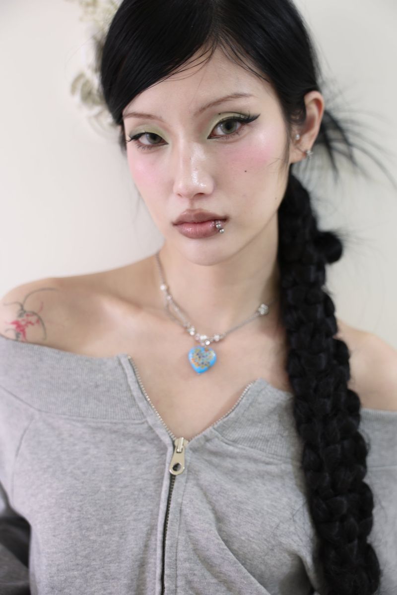 Flower love star necklace (Clear/Blue)